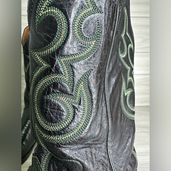 Nocona Western Boot GREEN Teju Lizard Grain Size 6.5 Leather Pointed USA Made - Picture 6 of 14